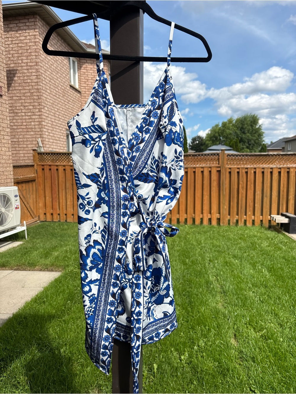 Forever 21 Blue and White Floral Wrap Coverup